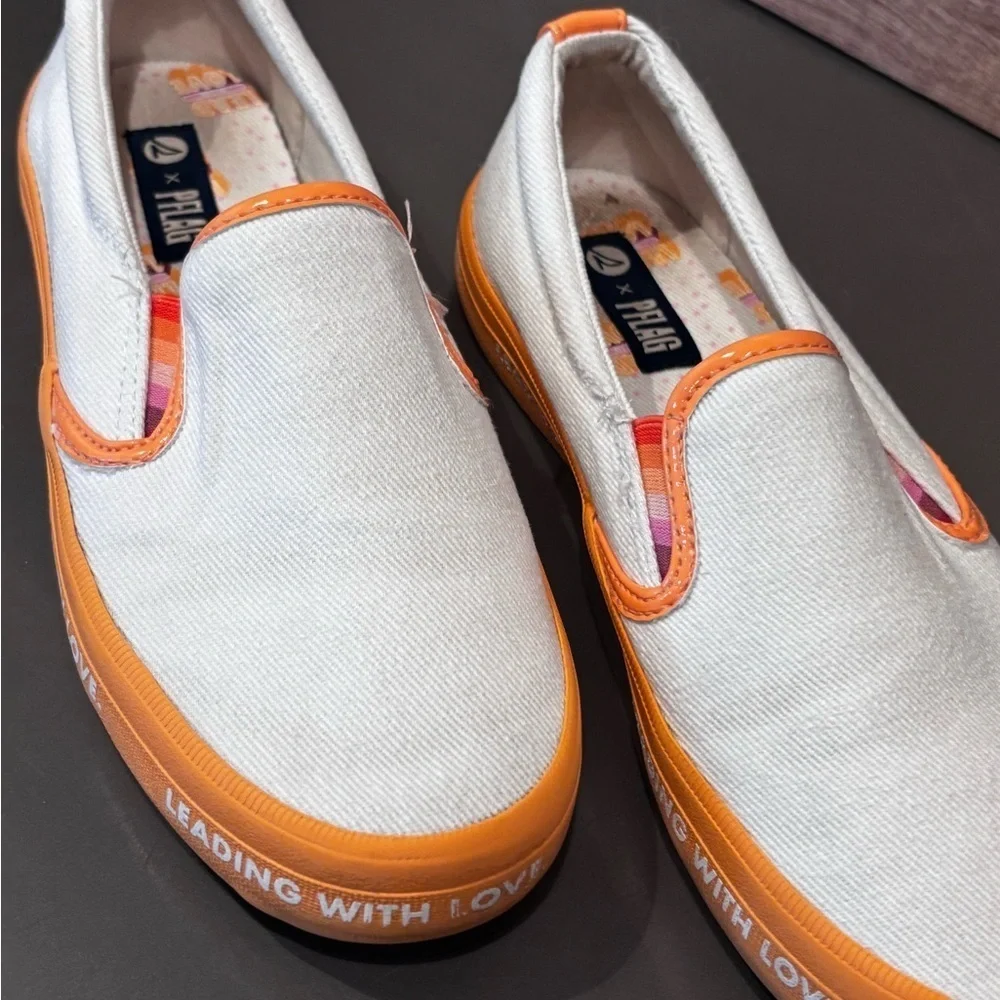 Sperry Cream and Orange Collaboration Sneakers